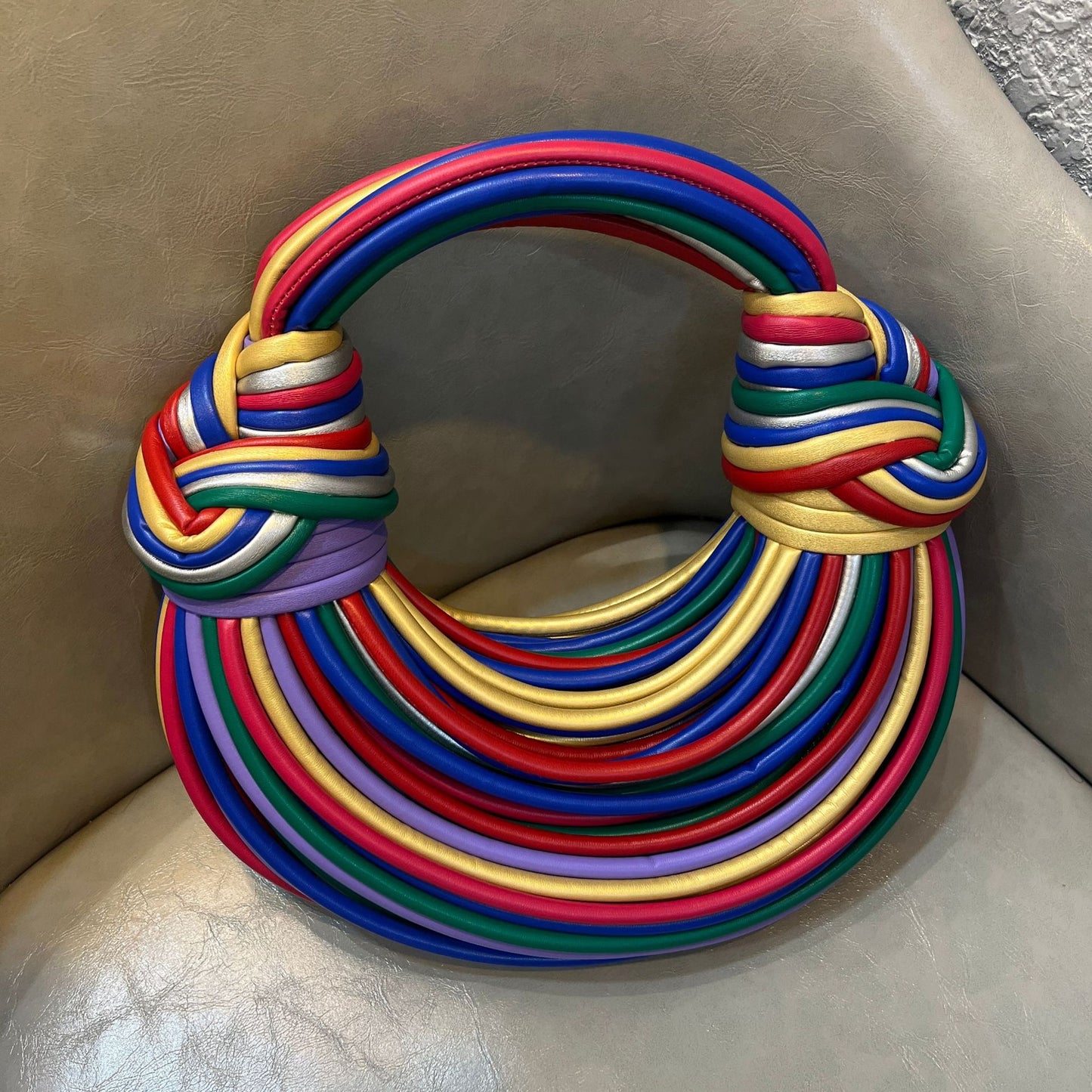 Colorful Noodle Fashion Simple Hand-woven Contrast Bags