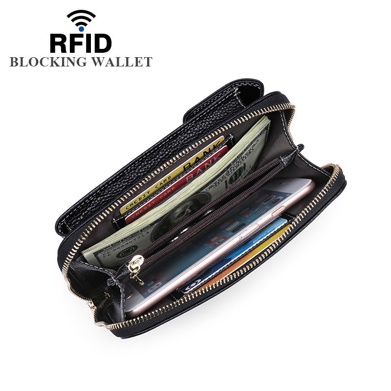 Women's Leather Vertical Cowhide Change Cell Shoulder Bags