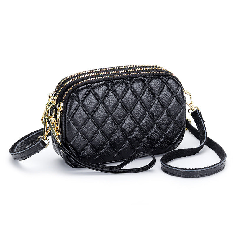Women's Summer Genuine Leather Rhombus Simple First Crossbody Bags