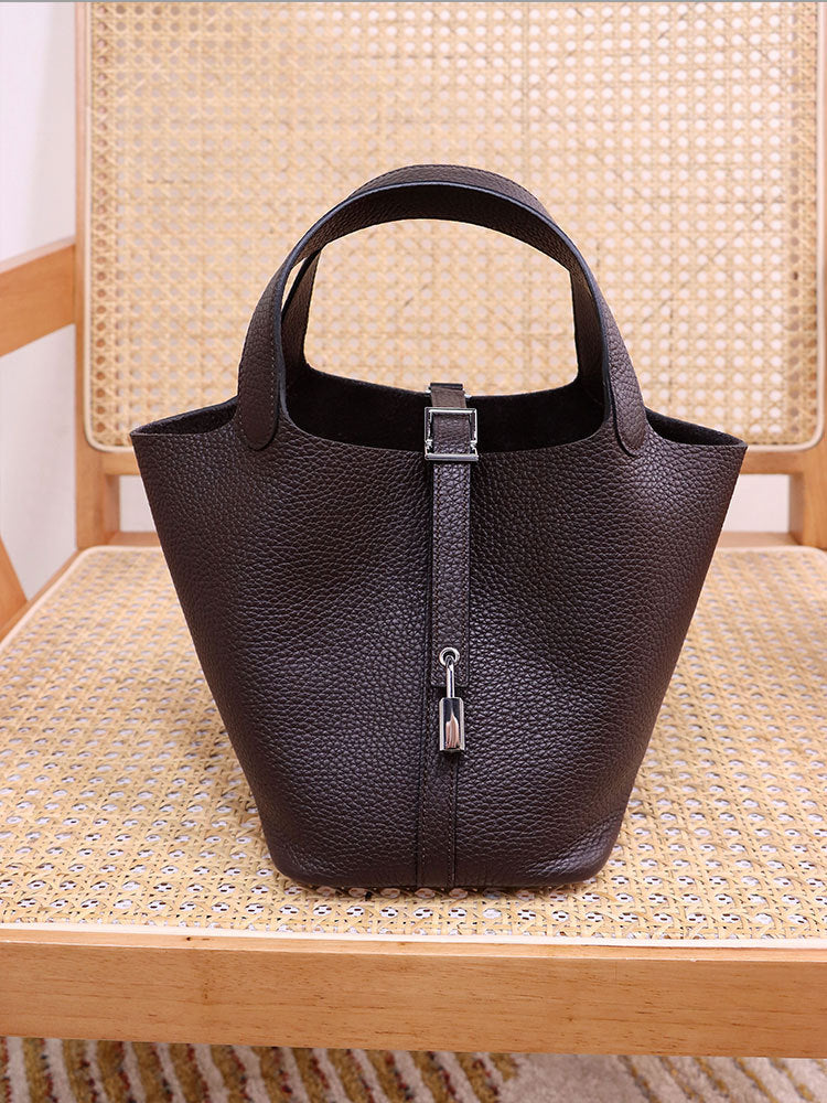 Women's Top Layer Cowhide Leather Portable Vegetable Handbags