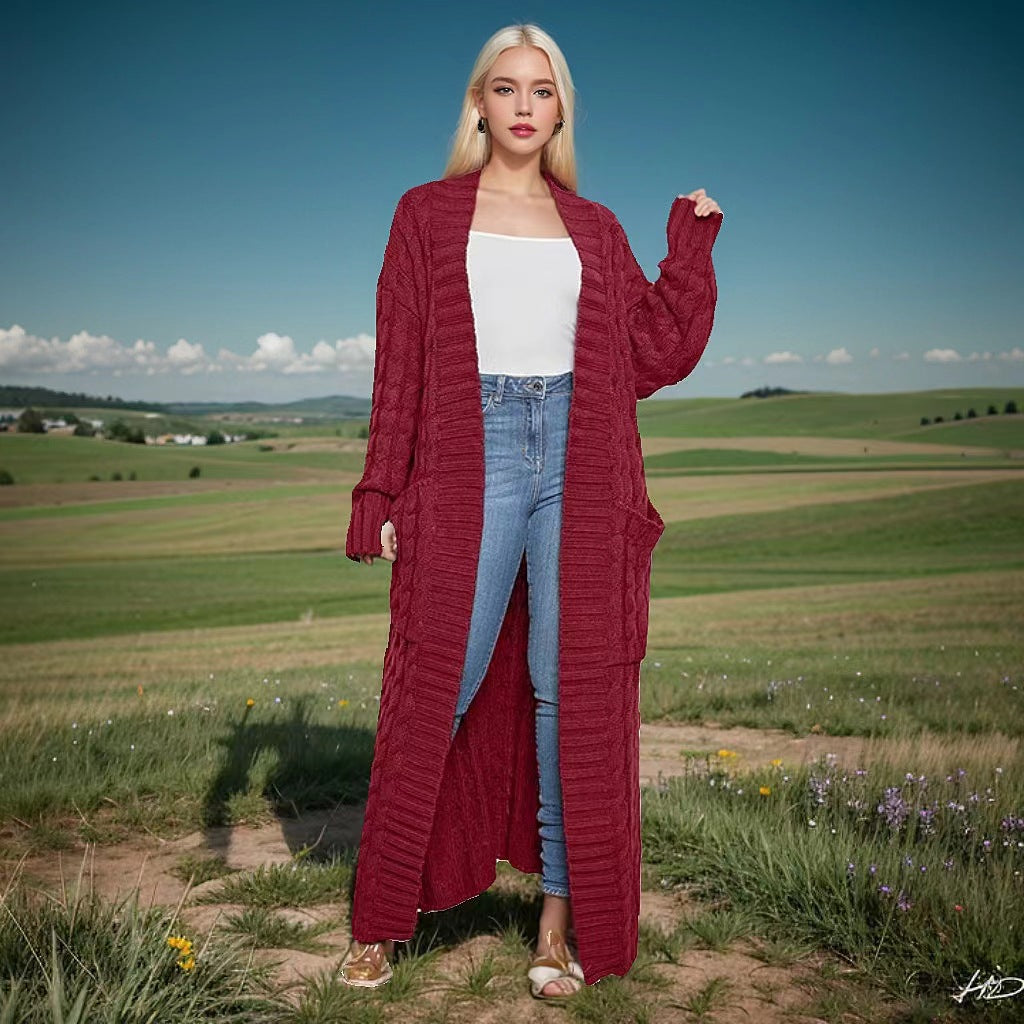 Women's Twist Pocket Fashion Sexy Casual Long Sweaters