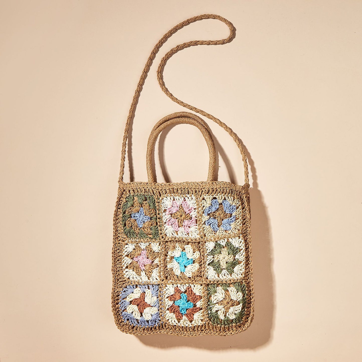 Women's Straw Flower Beach Ethnic Style Hand Shoulder Bags