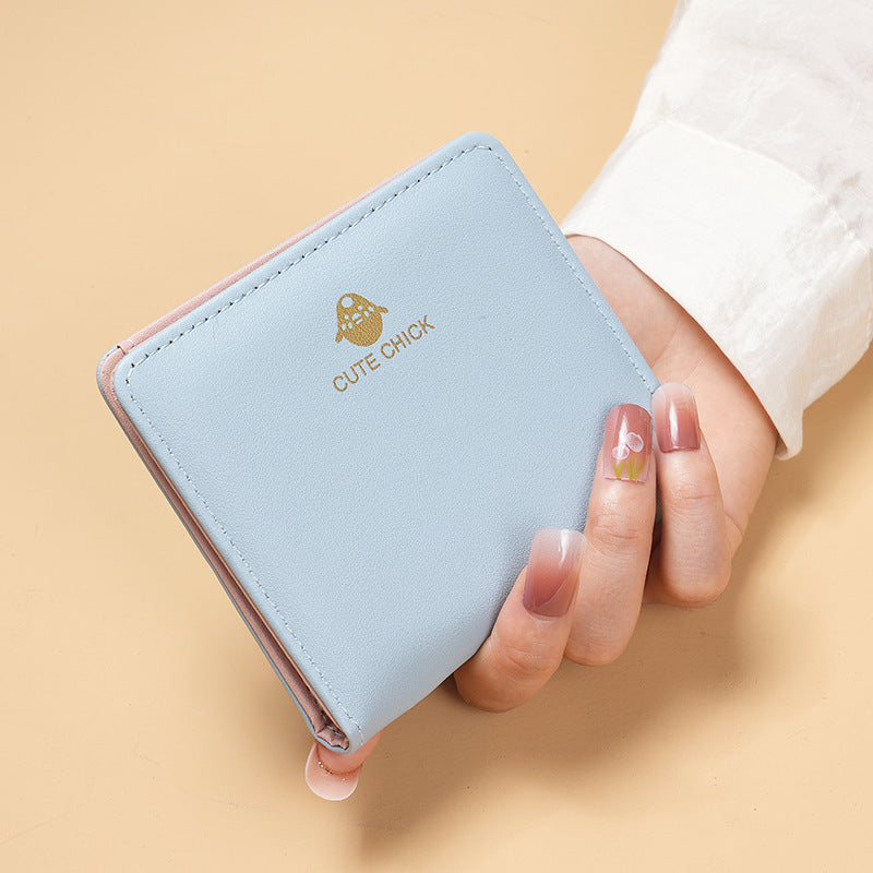 Women's Short Cute Fresh Female Two Fold Ladies Wallet