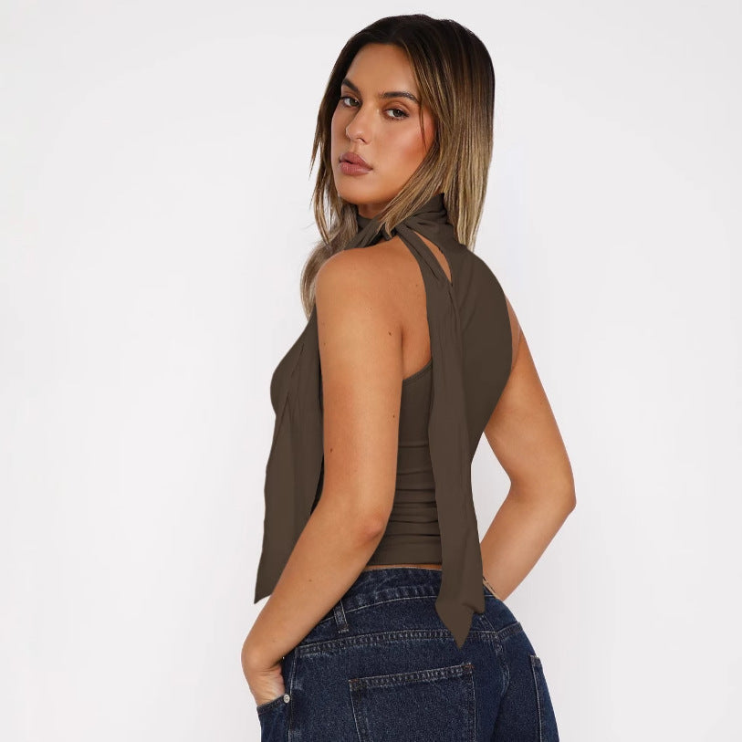 Women's Sexy Half Turtleneck Ribbon Comfortable Cold-shoulder Tops
