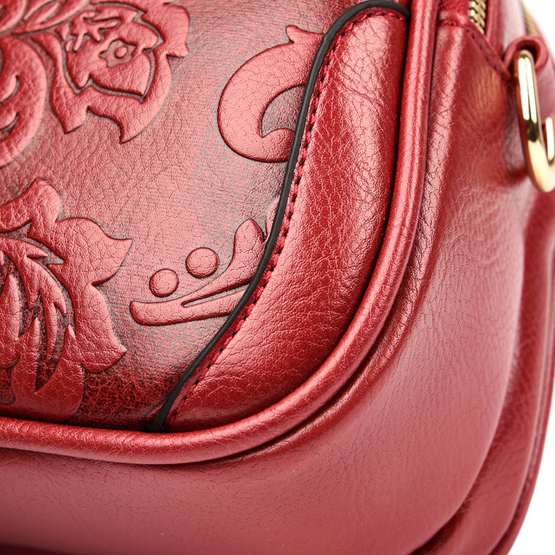 Women's Niche High Sense Round Embossed Mom Handbags