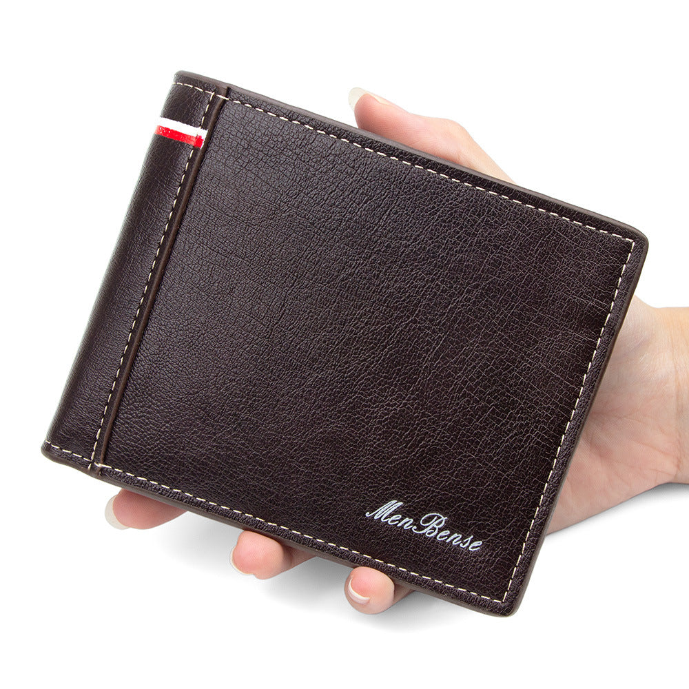 Men's Hinge Short Large Capacity Three Fold Multiple Men's Wallet