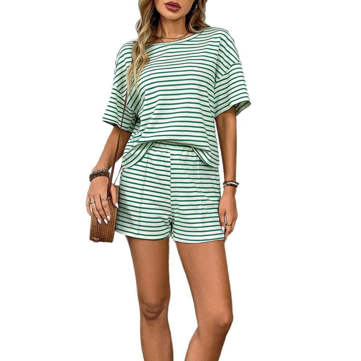 Women's Summer Knitted Striped Fashion Casual Sports Suits