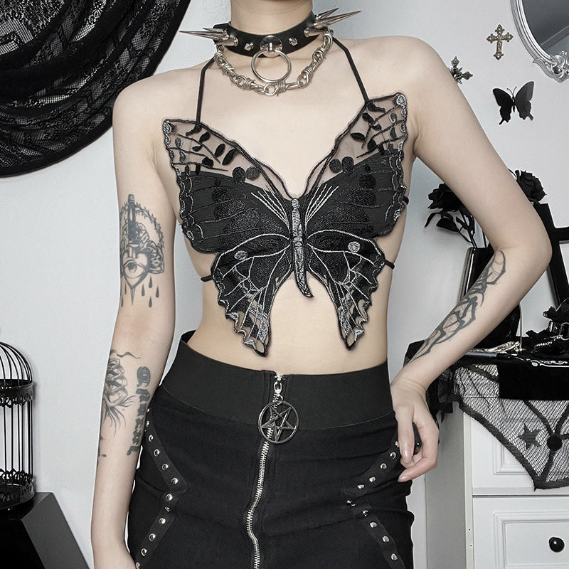 Summer Design Sense Street Hipster Dark Butterfly Lace With Tops