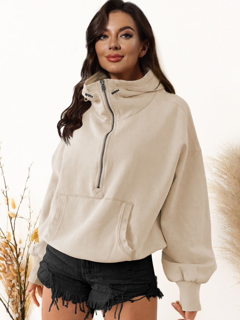 Women's Hooded Tide Sports Hoodie Zipper Drawstring Sweaters