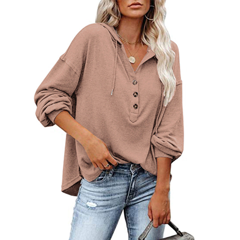 Women's Casual Loose Solid Color Hoodie Sweaters