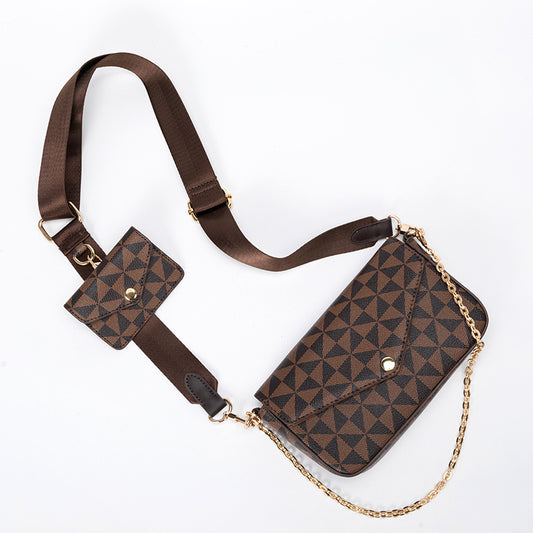 Women's Printed Plaid Chain Fashion Two-piece Crossbody Bags