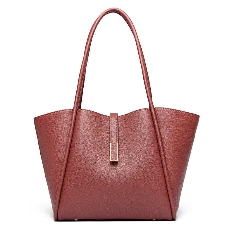 Women's Simple Large Capacity Totes Trendy Leather Shoulder Bags