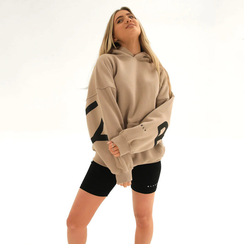 Women's Printed Thickening Long Sleeve Loose Hooded Sweaters
