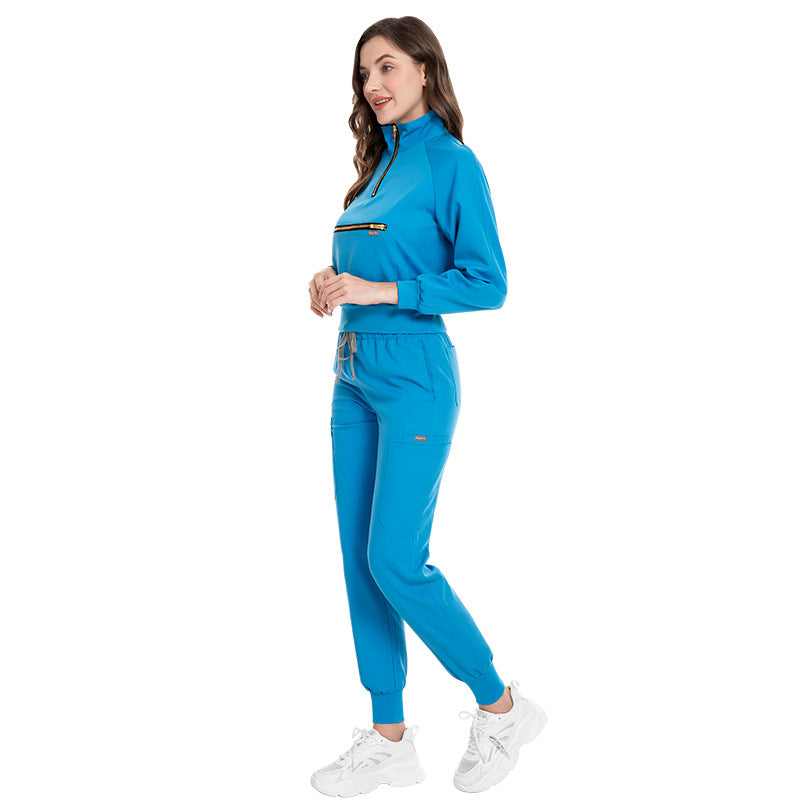 Women's & Men's Sleeve Casual Jogging Surgical Gown Split Hospital Suits
