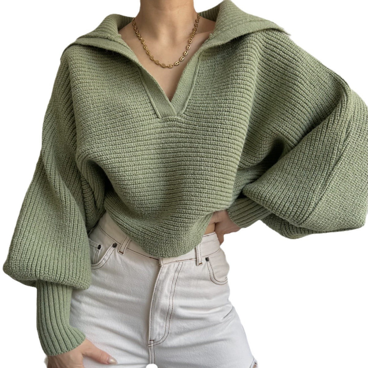 Women's Casual Stylish Knitted Lapel Pullover Sweaters