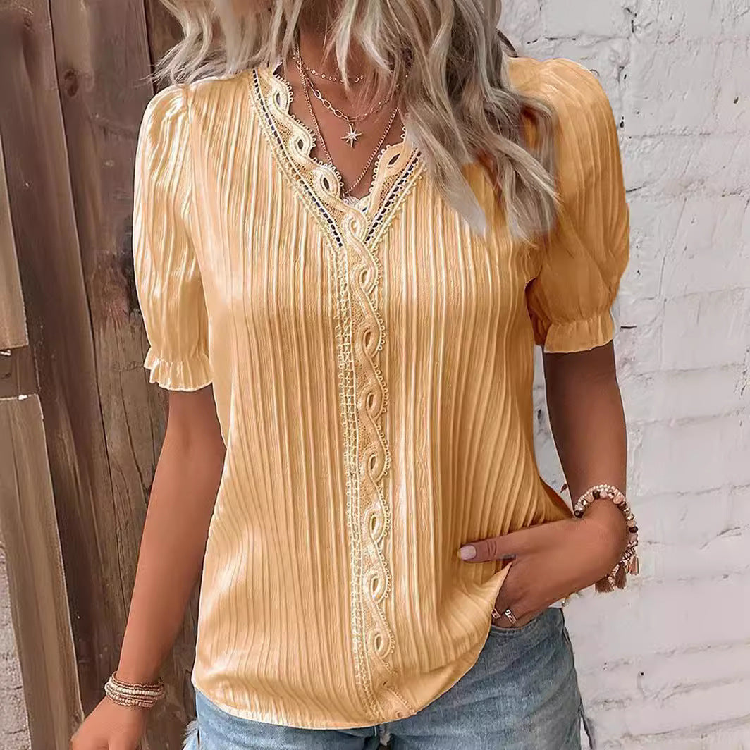 Women's Summer Holiday Fashion Short-sleeved Shirt Blouses