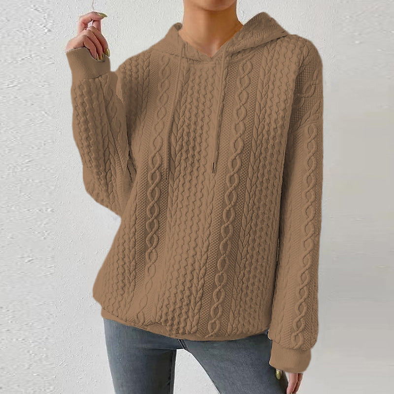 Autumn Casual Style Jacquard Hooded Long Sweaters