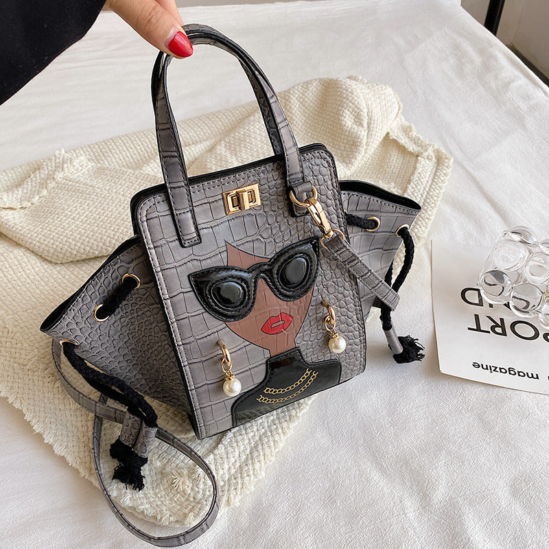 Women's Stone Pattern Cartoon Young Pearl Rivets Bags