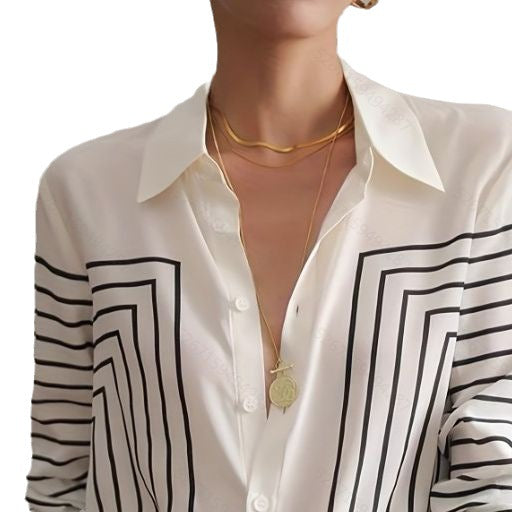 Women's Long Sleeve Loose Temperament Slimming Crepe Blouses
