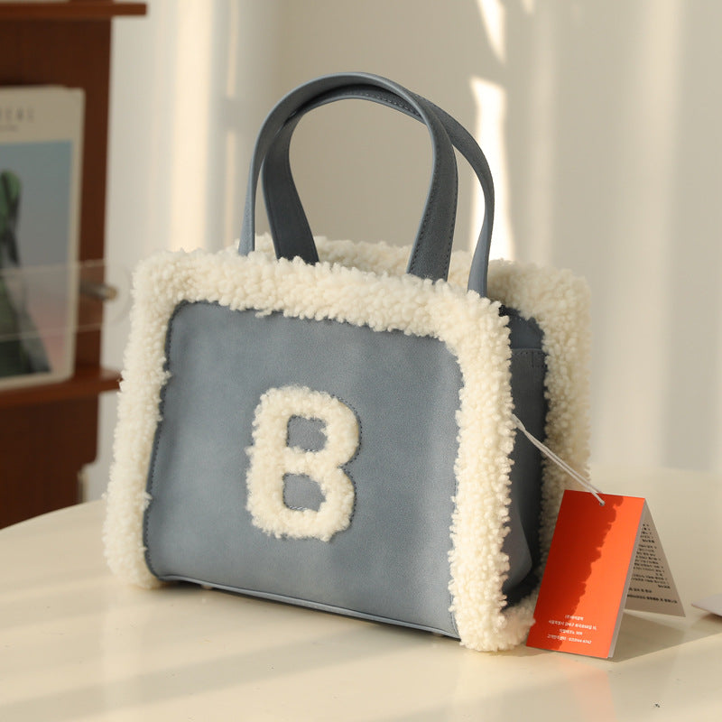 Women's Live Lamb Real Wool Down Portable Handbags