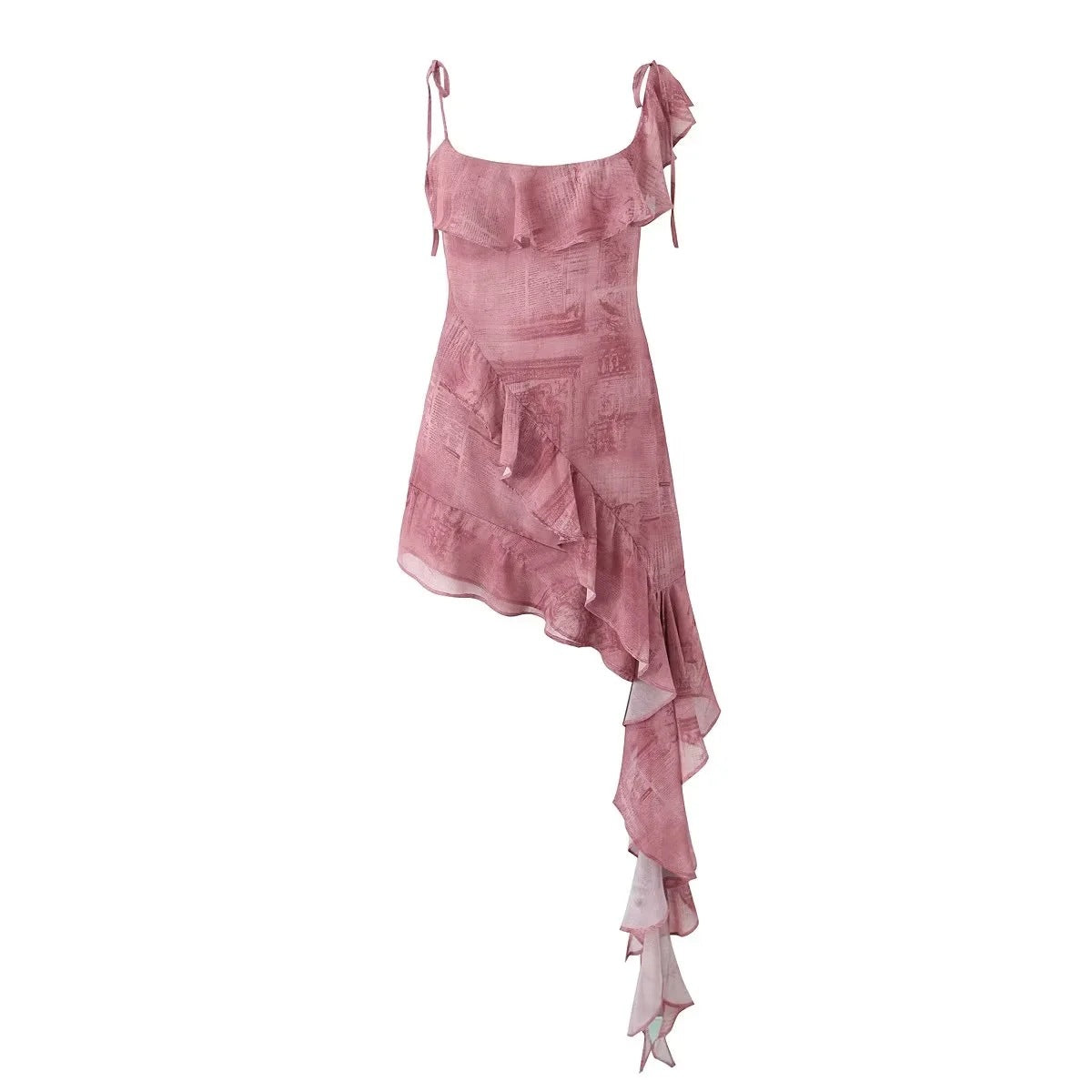 Women's Vacation Style Irregular Ruffled Ribbon Suspender Skirts