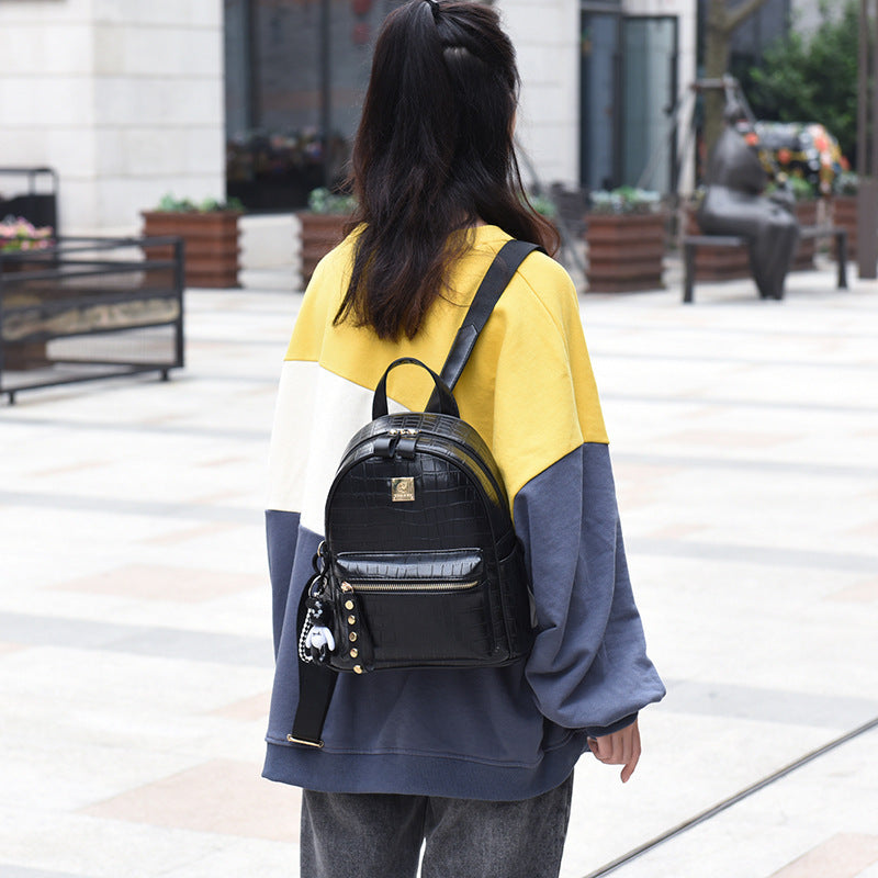 Women's Korean Fashionable Leather Large Capacity Backpacks