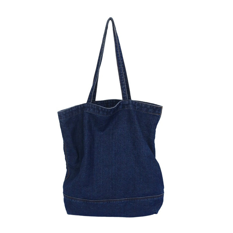 Women's Korean Style Denim Canvas Simple Large Capacity Solid Women's Shoulder Bag