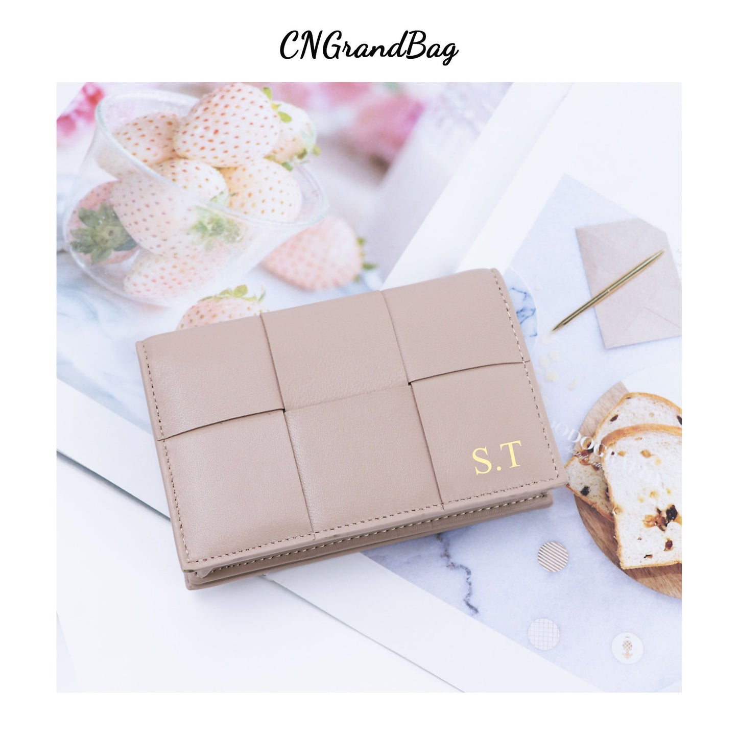 Women's Storage Portable Soft Sheepskin Woven Flip Card Holder