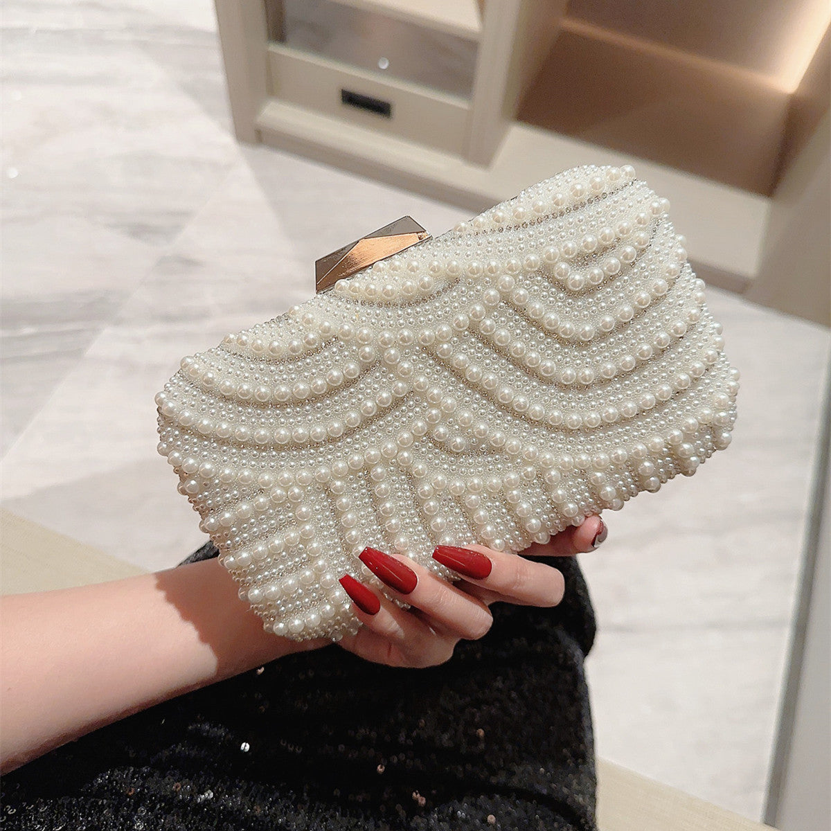 Women's Pearl Dinner Soft Surface Bride Handbags