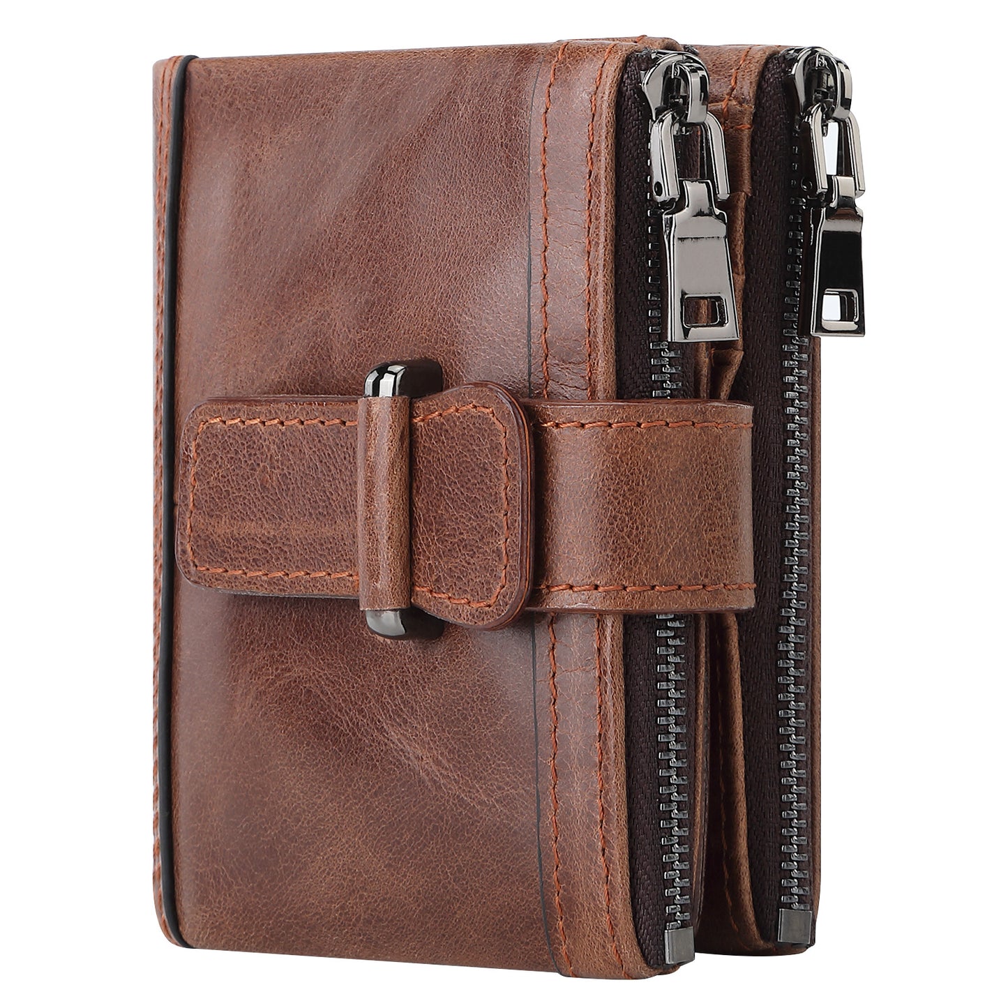 Swiping Zipper Hasp Multiple Slots First Layer Men's Wallets