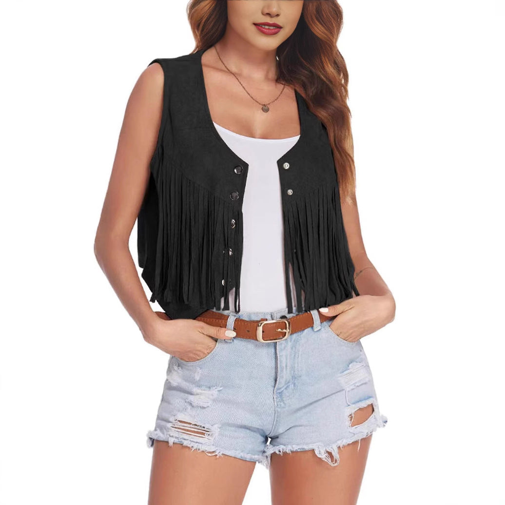Women's Tassel Spring Casual Comfortable Retro Design Vests
