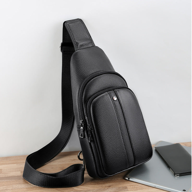 New Men's Classic Stylish Cowhide Business Men's Chest Bags