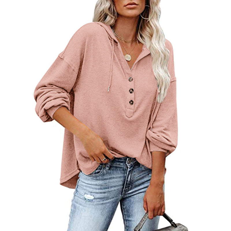 Women's Casual Loose Solid Color Hoodie Sweaters