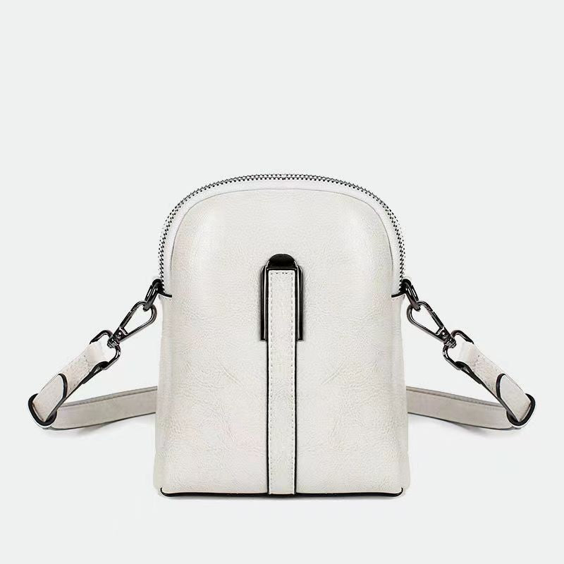 Women's Trendy Vintage Oil Wax Cowhide Double Crossbody Bags