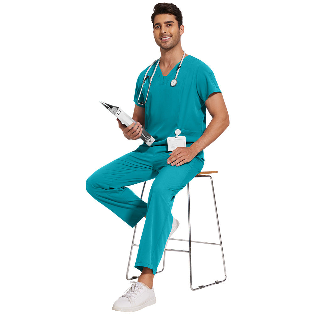 Men's Solid Color Thin Casual Comfortable Short-sleeved Trousers Uniform