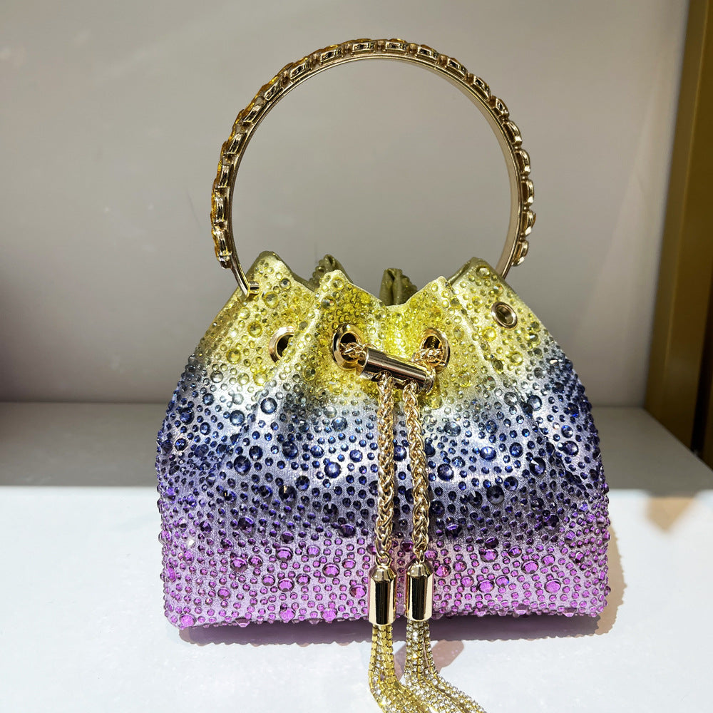 Women's Volcanic Rock Colorful Drawstring Rhinestone Handbags