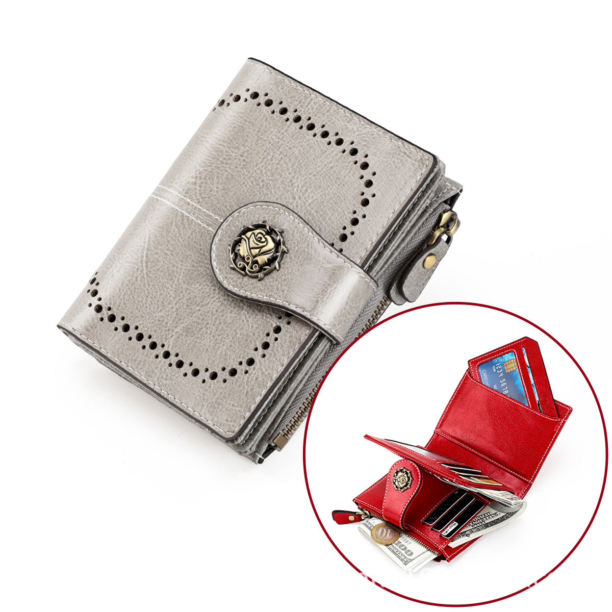 Women's Style Leather Cowhide High-grade Short Ladies Wallets