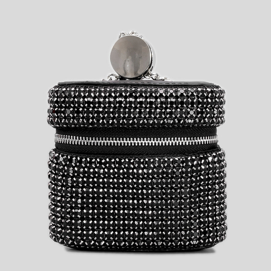 Women's Personalized Shiny Rhinestone Compact Mini Earphone Crossbody Bags