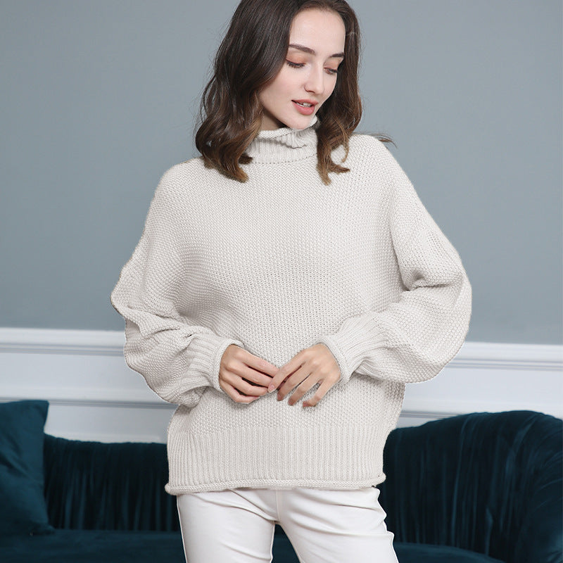 Women's Fashion Casual Long Sleeve Turtleneck Solid Sweaters