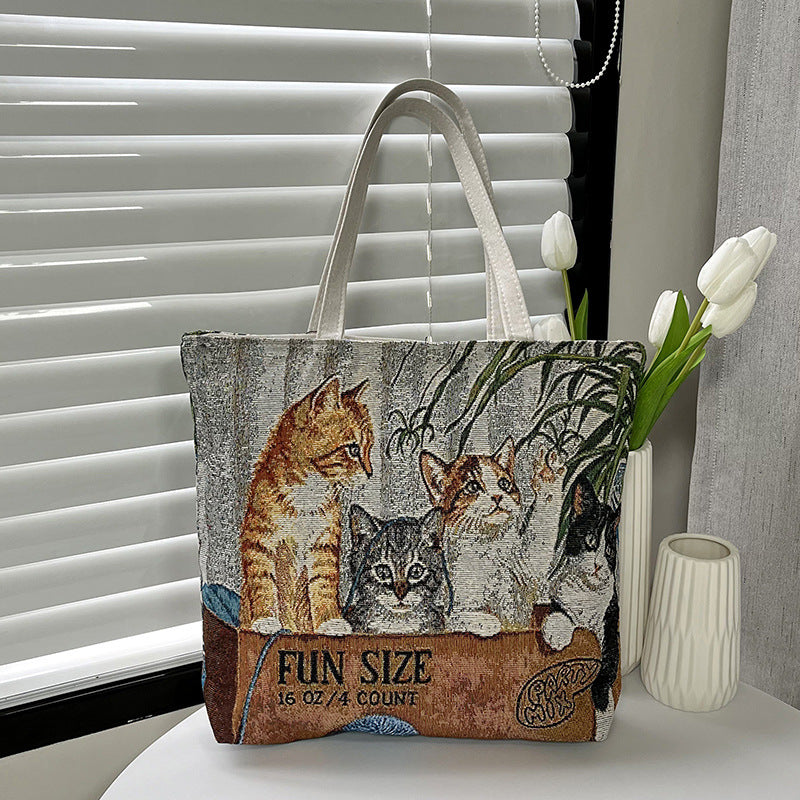Women's Canvas Ethnic Style Beach Fashion Large Women's Shoulder Bag