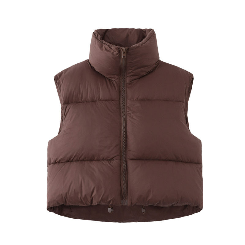 Women's Cotton Stand Collar Fashion Thickened Warm Vests