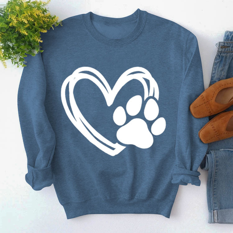 Pullover Round Neck Simple Long Sleeve Printed Sweaters