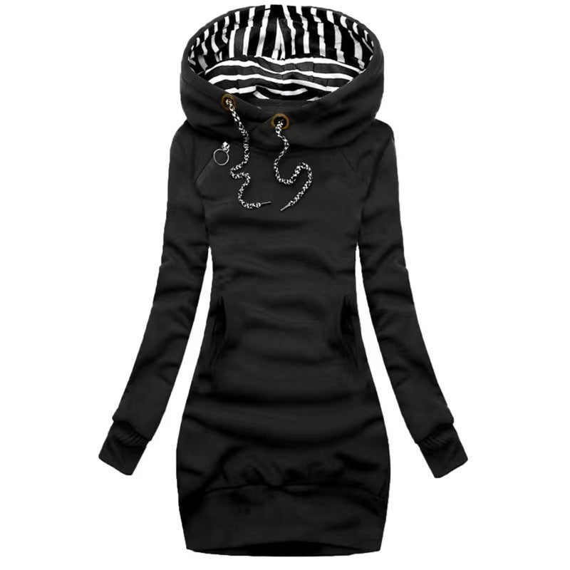 Women's Printed Mid-length Fashion Fashionmonger Slimming Hooded Sweaters