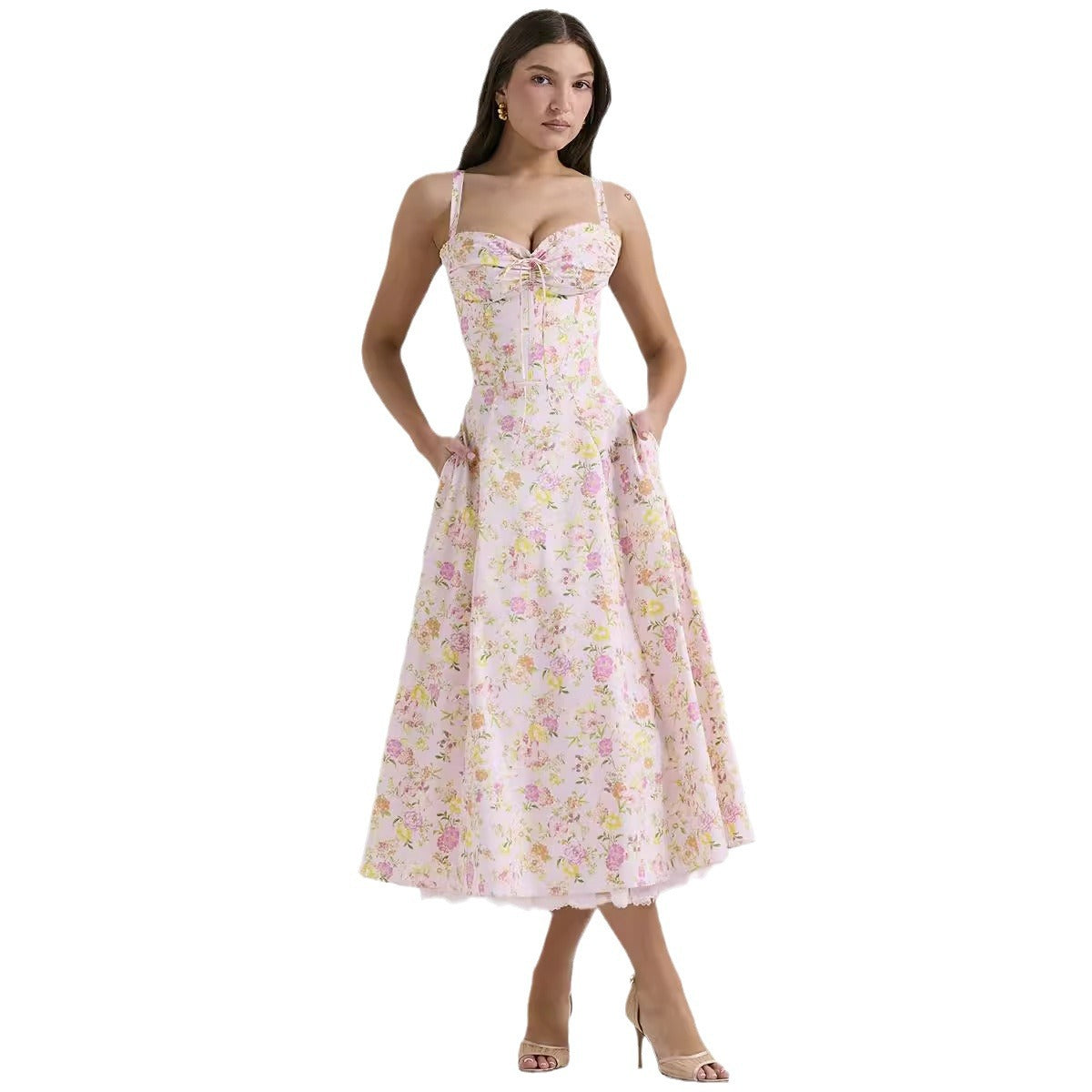 Elegant Floral Series French Summer Strap Dresses