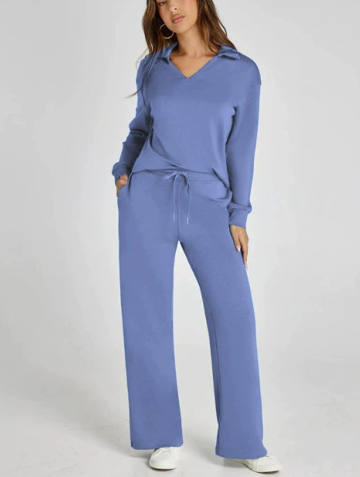 With Drawstring Design Elastic Waist Flared Suits
