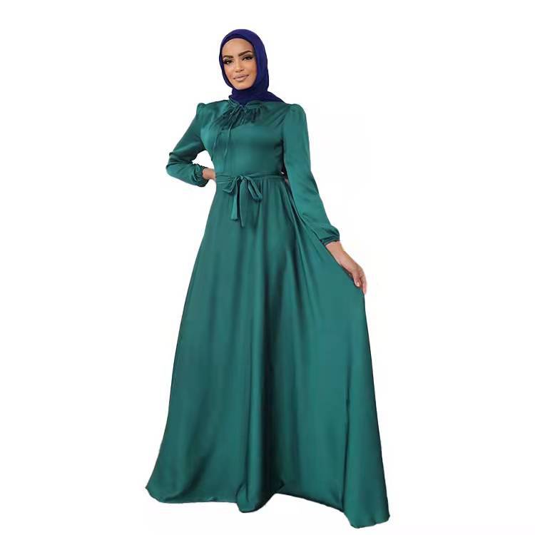 Soft Waist Elegant Satin Dress Large Clothing