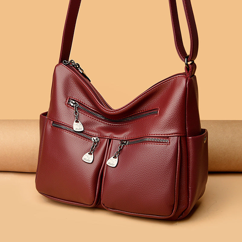 Women's Large Capacity Soft Leather Mother Tide Crossbody Bags