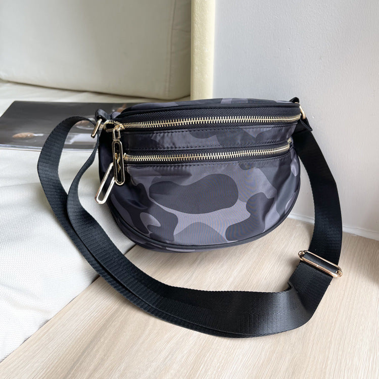 Women's Saddle Lightweight Nylon Oxford Cloth Semicircle Crossbody Bags