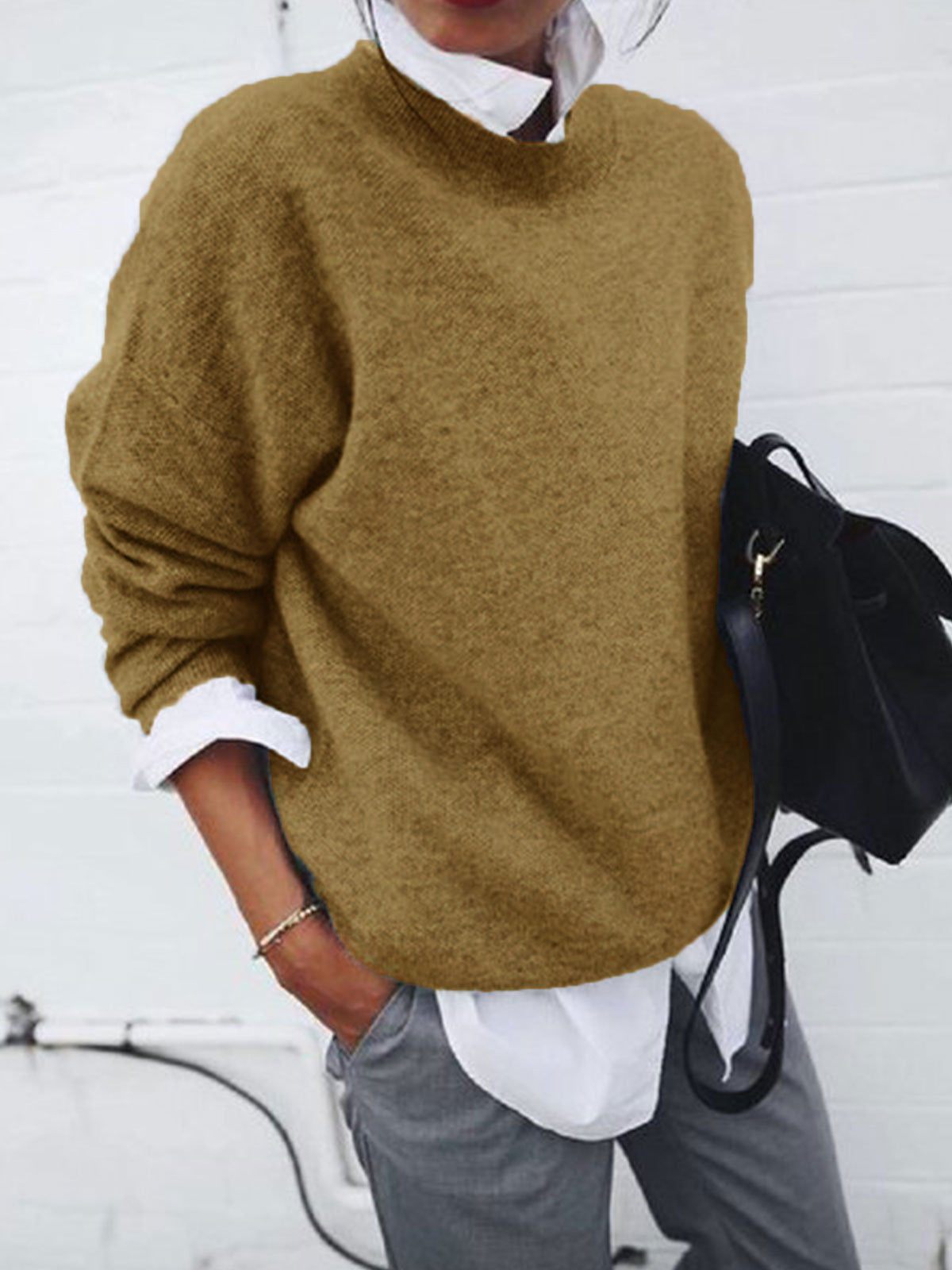 Women's Knitted Long Sleeve Pullover Hoodie Sweaters