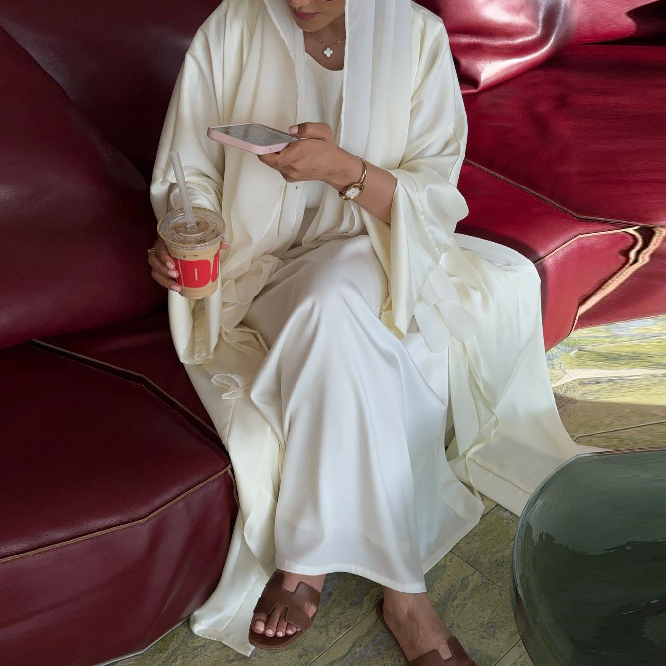 Muslim Robe Fashion Satin Soft Dress Clothing